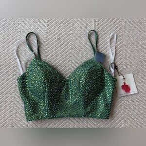 NWT The Secret Dress Alyce Paris Green Rhinestone Crop Bustier sz 000